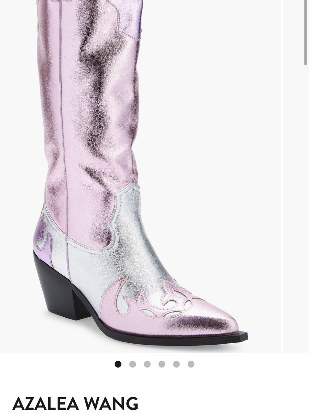 Azalea Wang Metallic Pink and Silver Western Moto Boots